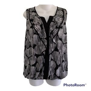 2/$20 Susan Lawrence Black White Sleeveless Top NWT Size Large